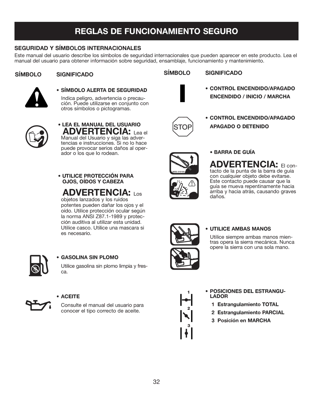 Sears 316.35084 manual Seguridad Y Símbolos Internacionales, Símbolo Significado 