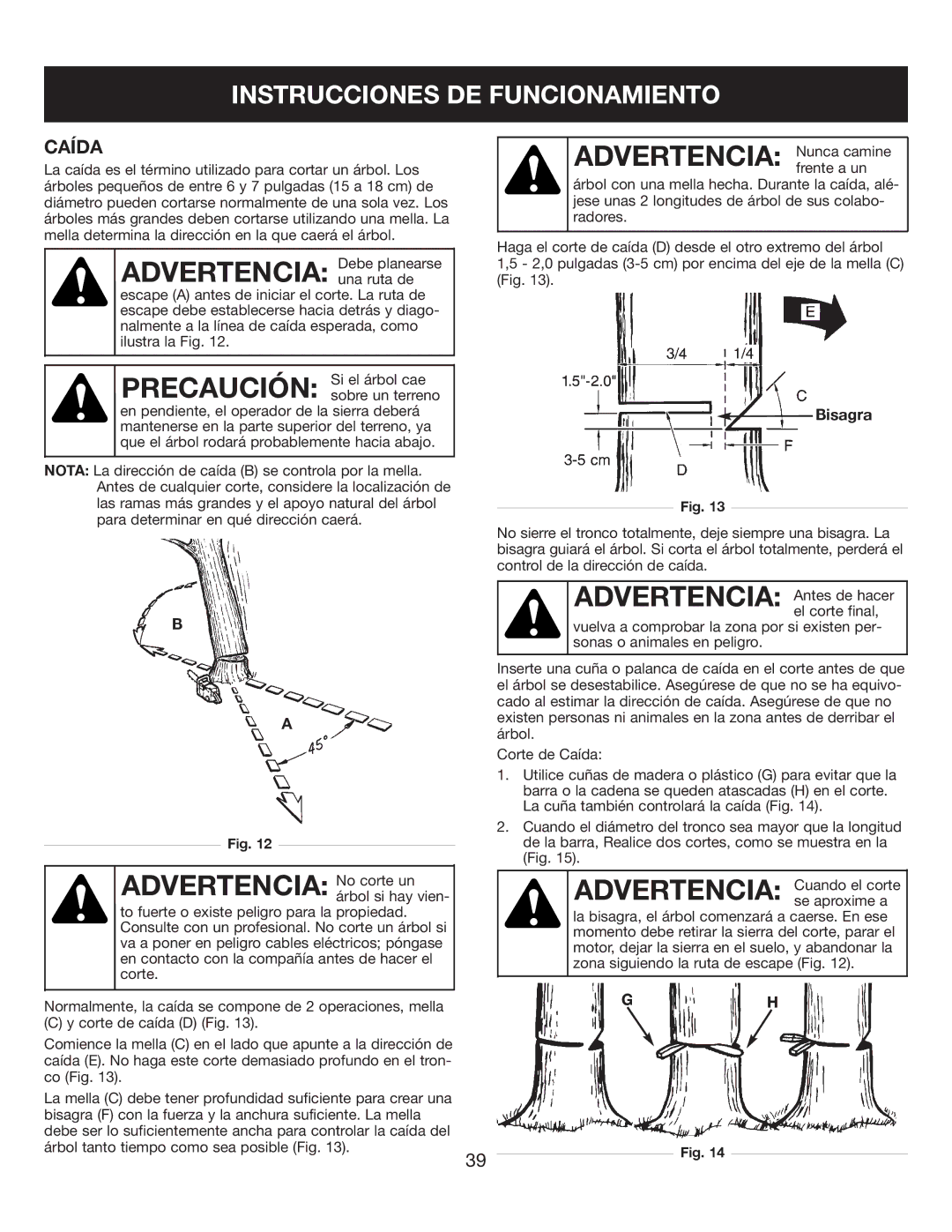 Sears 316.35084 manual Instrucciones DE Funcionamiento, Caída 