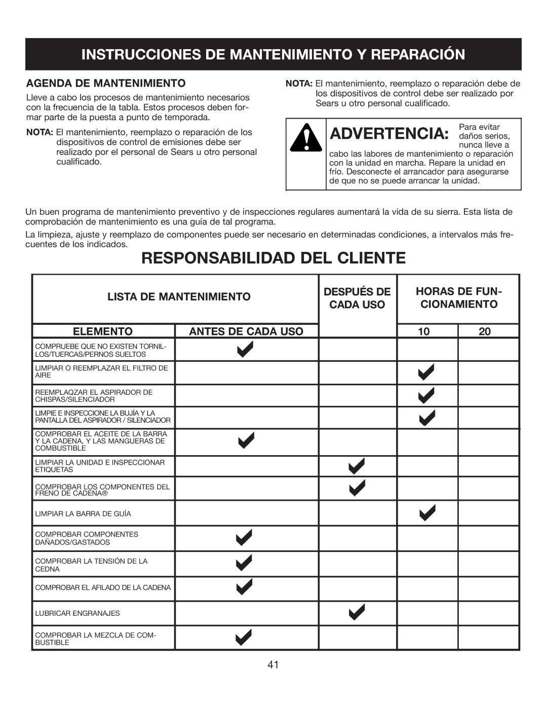 Sears 316.35084 manual Instrucciones DE Mantenimiento Y Reparación 