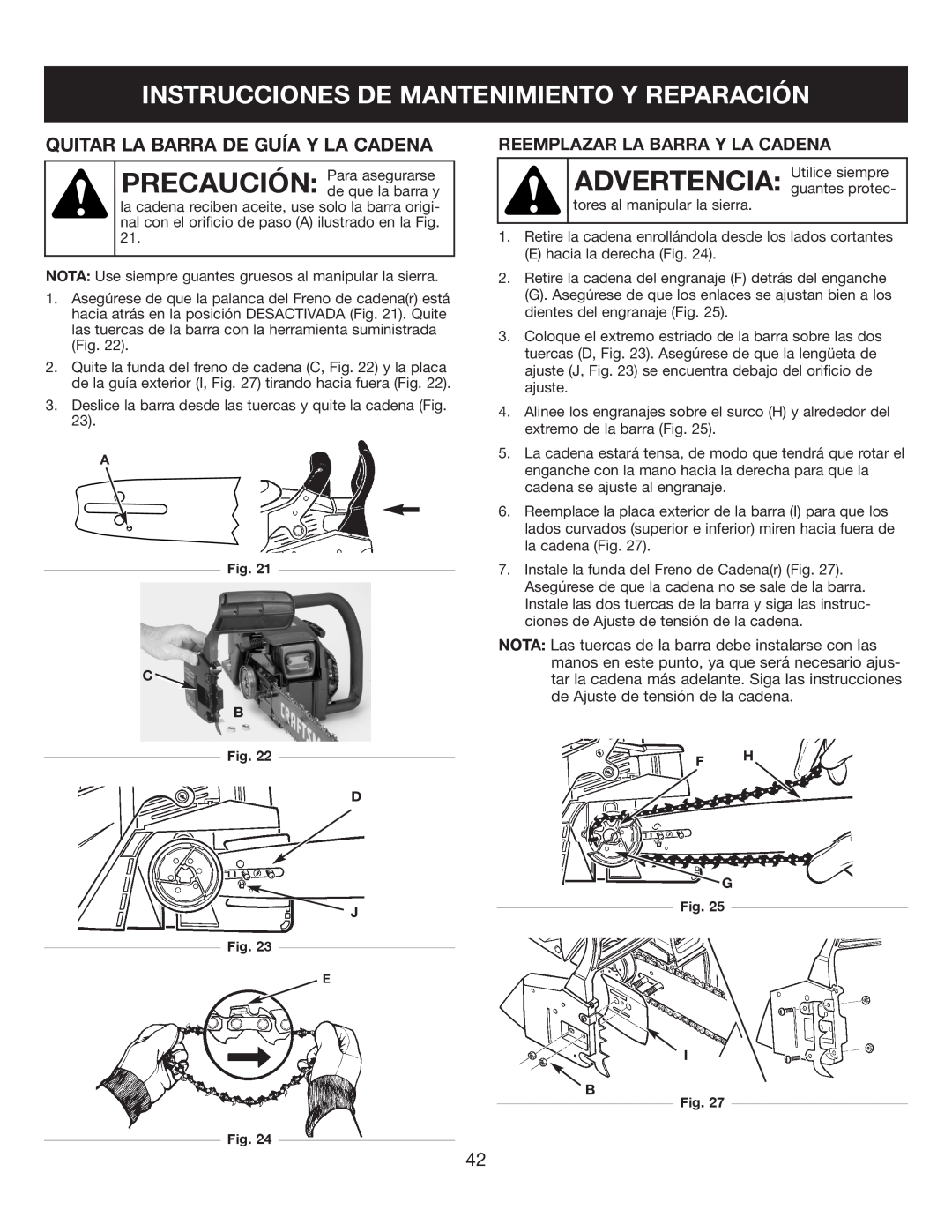 Sears 316.35084 manual Instrucciones De Mantenimiento Y Reparación, Quitar La Barra De Guía Y La Cadena 
