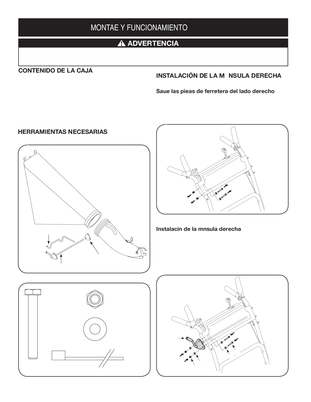 Sears 33731 Montaje Y Funcionamiento, Contenido DE LA Caja, Instalación DE LA Ménsula Derecha, Herramientas Necesarias 