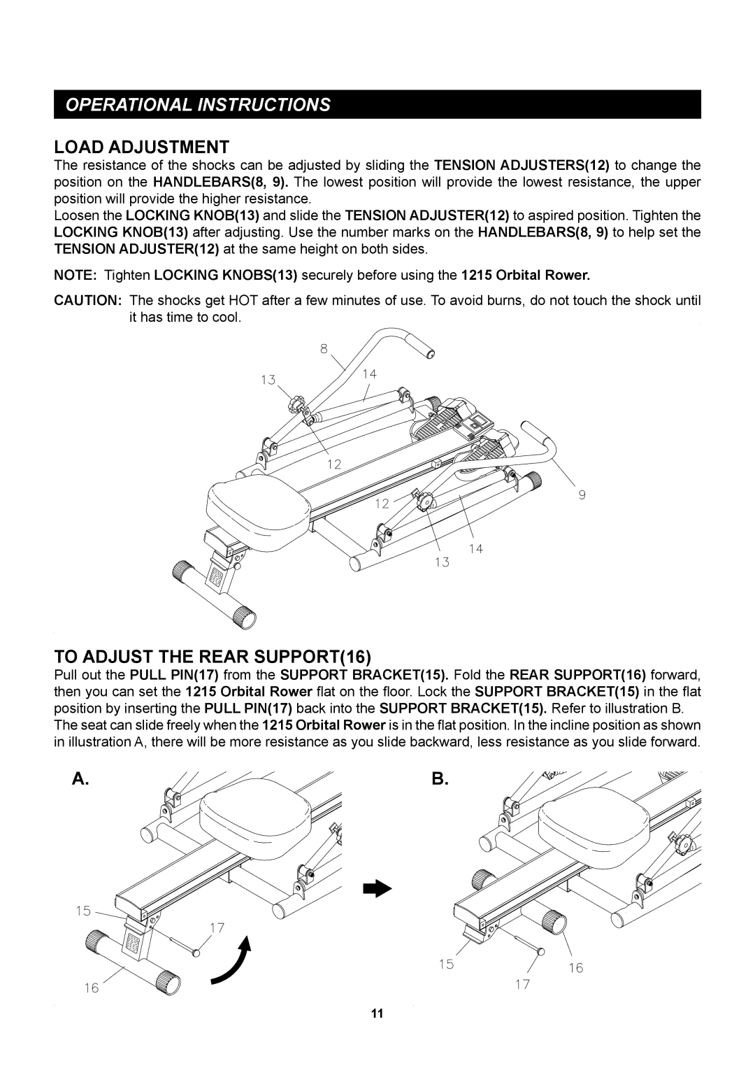 Sears 35-1215B owner manual Operational Instructions, Load Adjustment 