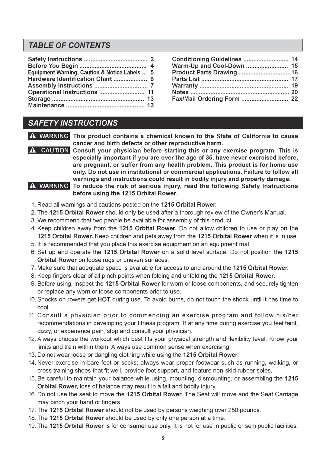 Sears 35-1215B owner manual Table of Contents, Safety Instructions 