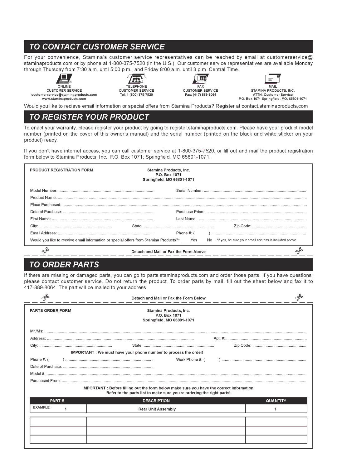 Sears 35-1215B owner manual To Contact Customer Service, To Register Your Product, To Order Parts 