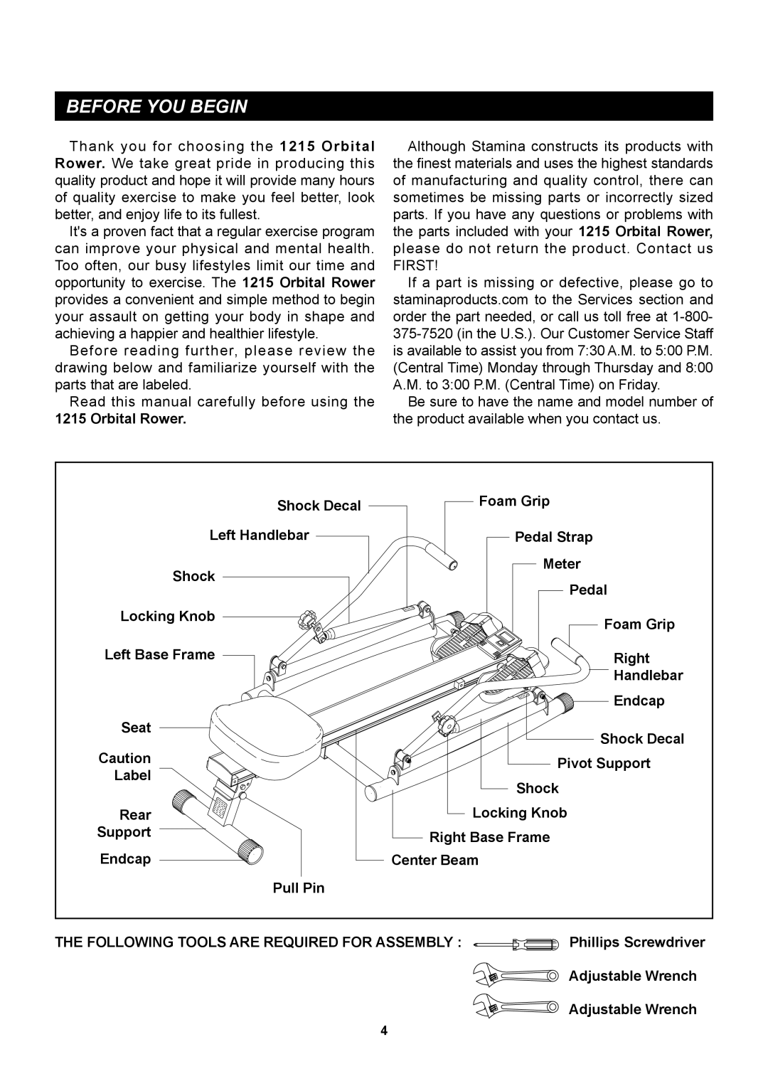 Sears 35-1215B owner manual Before YOU Begin, Orbital Rower 