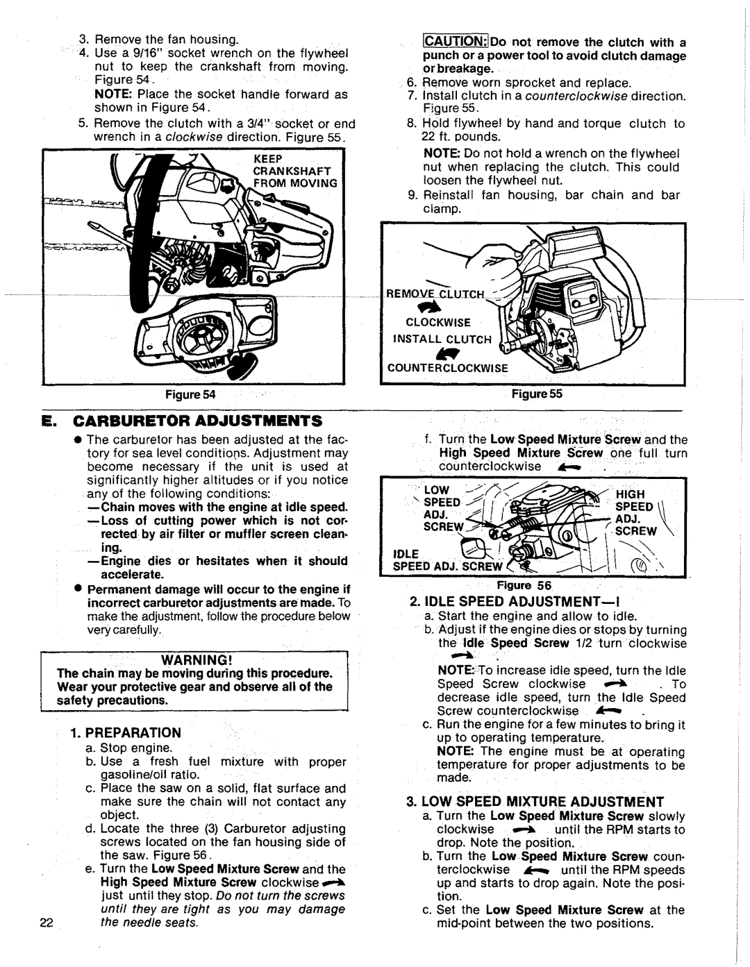 Sears 358.356090-3.7/20, 358.356100-3.7/18"PS manual Carburetor Adjustments, LOW Speed Mixture Adjustment 