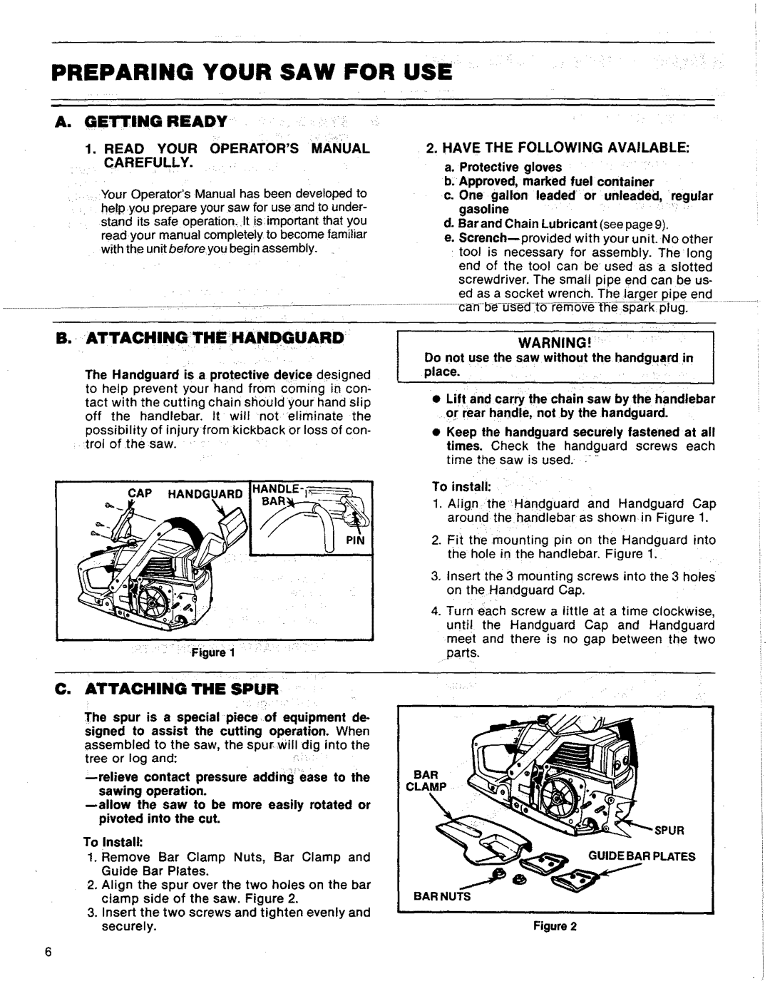 Sears 358.356090-3.7/20, 358.356100-3.7/18"PS manual Preparing Your SAW for USE, Geeing Ready Read Your 0PERATOWS Manual 