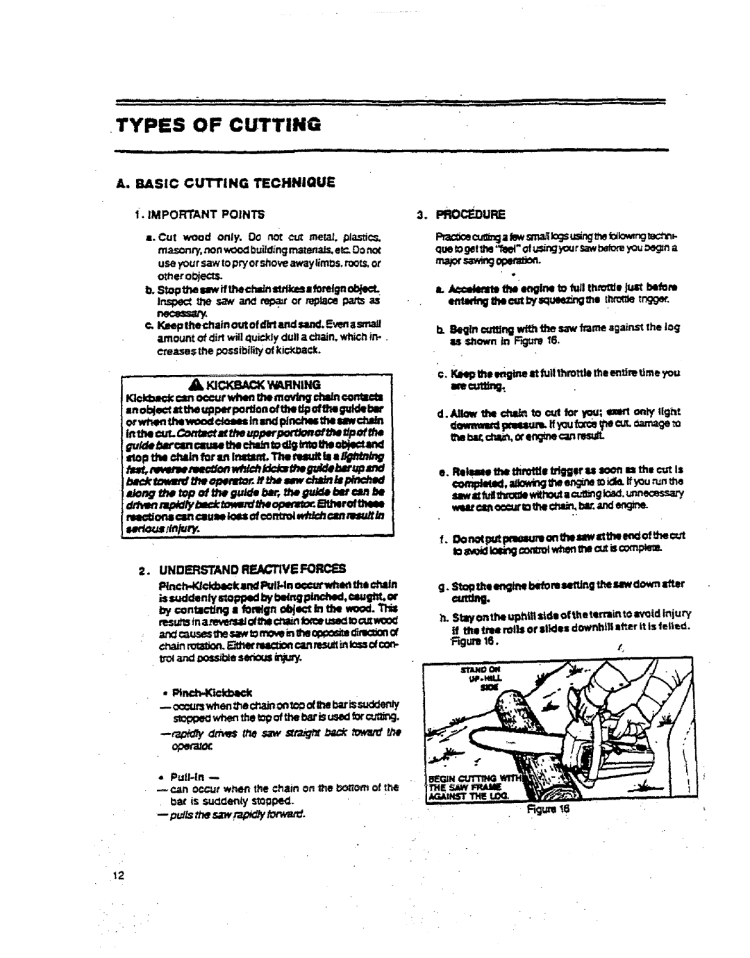 Sears 358.357182 Types of Cutting, Basic Cutting Technique Important Points, IQckback am occur when me movtngdlln cimlllt 