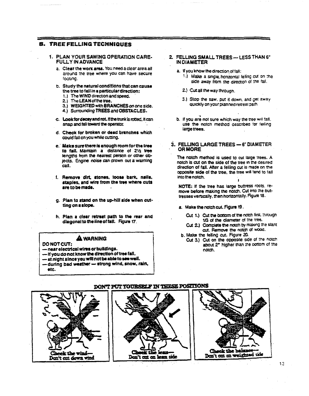 Sears 358.357231 Jects. Engle noise=anrown out a wam.j, Felling Small TREES--- Less than 6 in Diameter, Cal theway through 