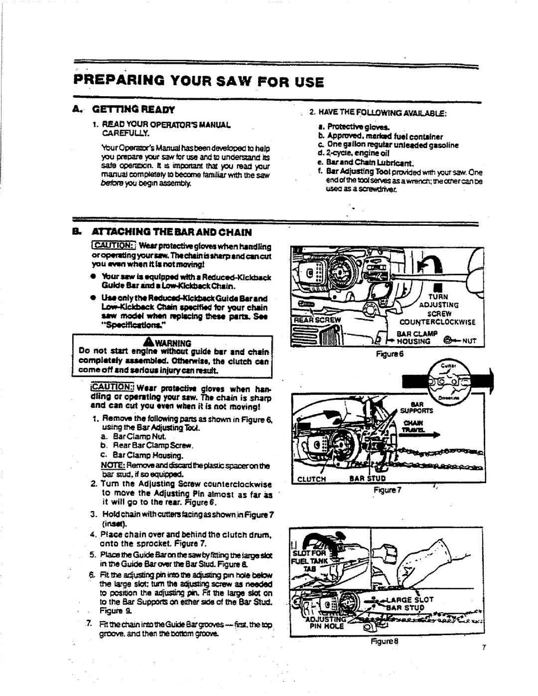 Sears 358.357231, 358.357182, 358.155063 Getting Ready, Rf..Aiiyouroperatorsmanual 