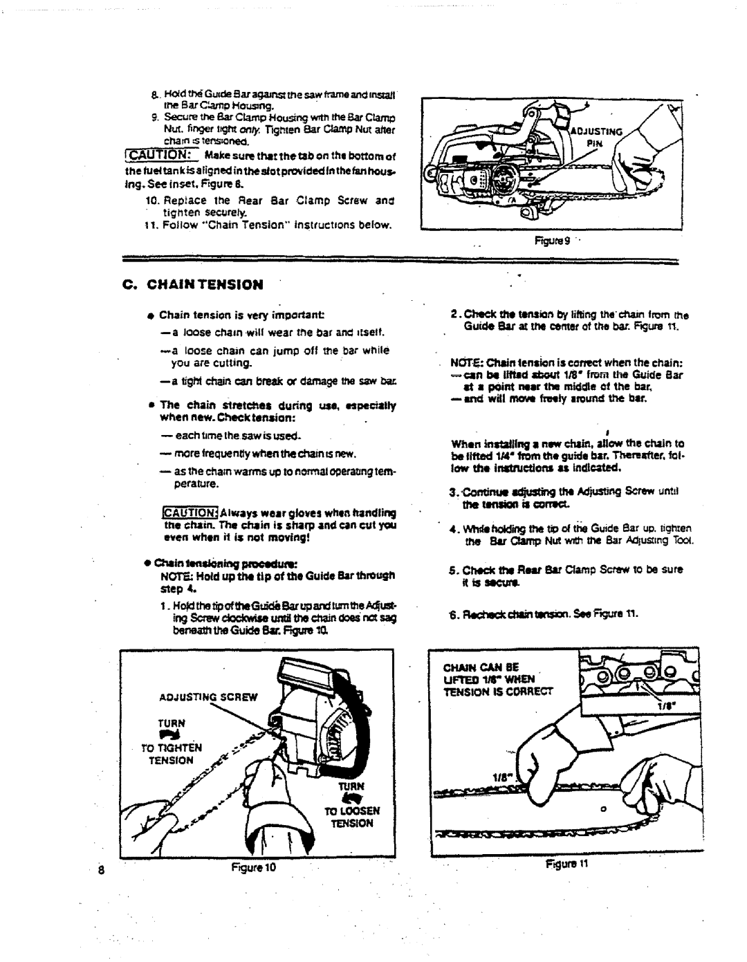 Sears 358.155063, 358.357182, 358.357231 manual Chain Tension, Chain can be, Tension is Correct 