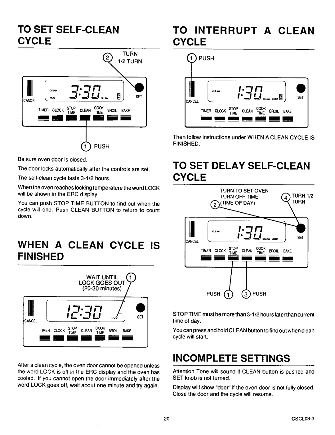 Sears 36511, 36519 owner manual To SET SELF-CLEAN Cycle 