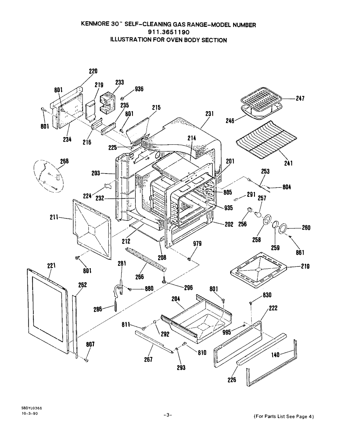 Sears 36511, 36519 owner manual 220 233 601 936 235 215 231, 234 256 258 259 861 221, 807, 293 226 