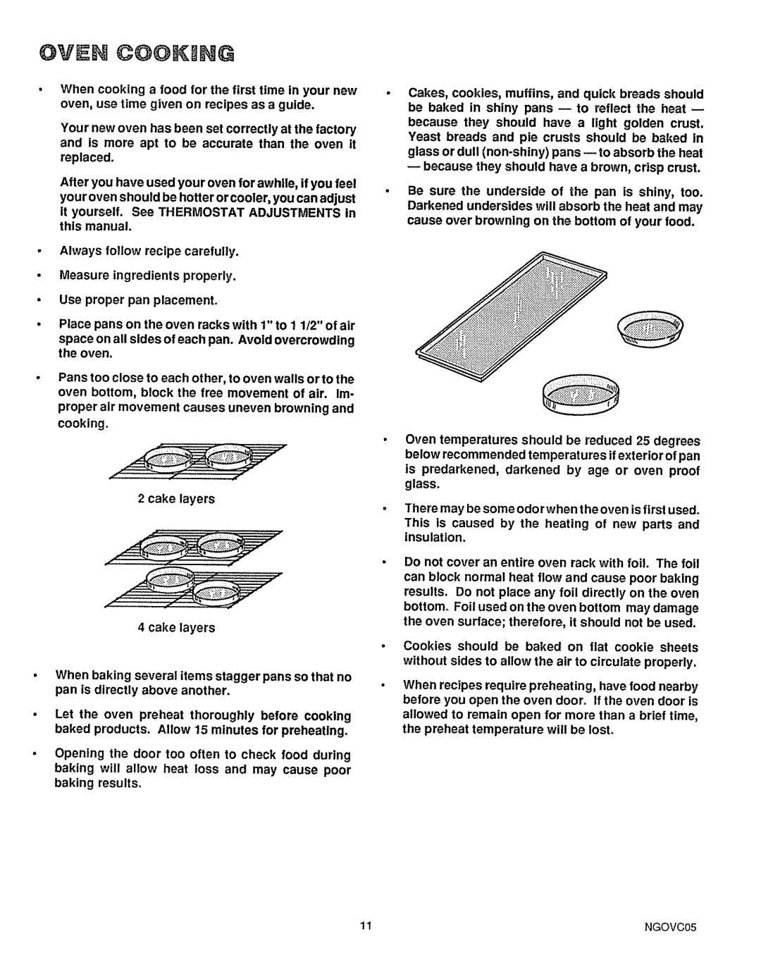 Sears 36729, 36725 warranty Oven Cooking 