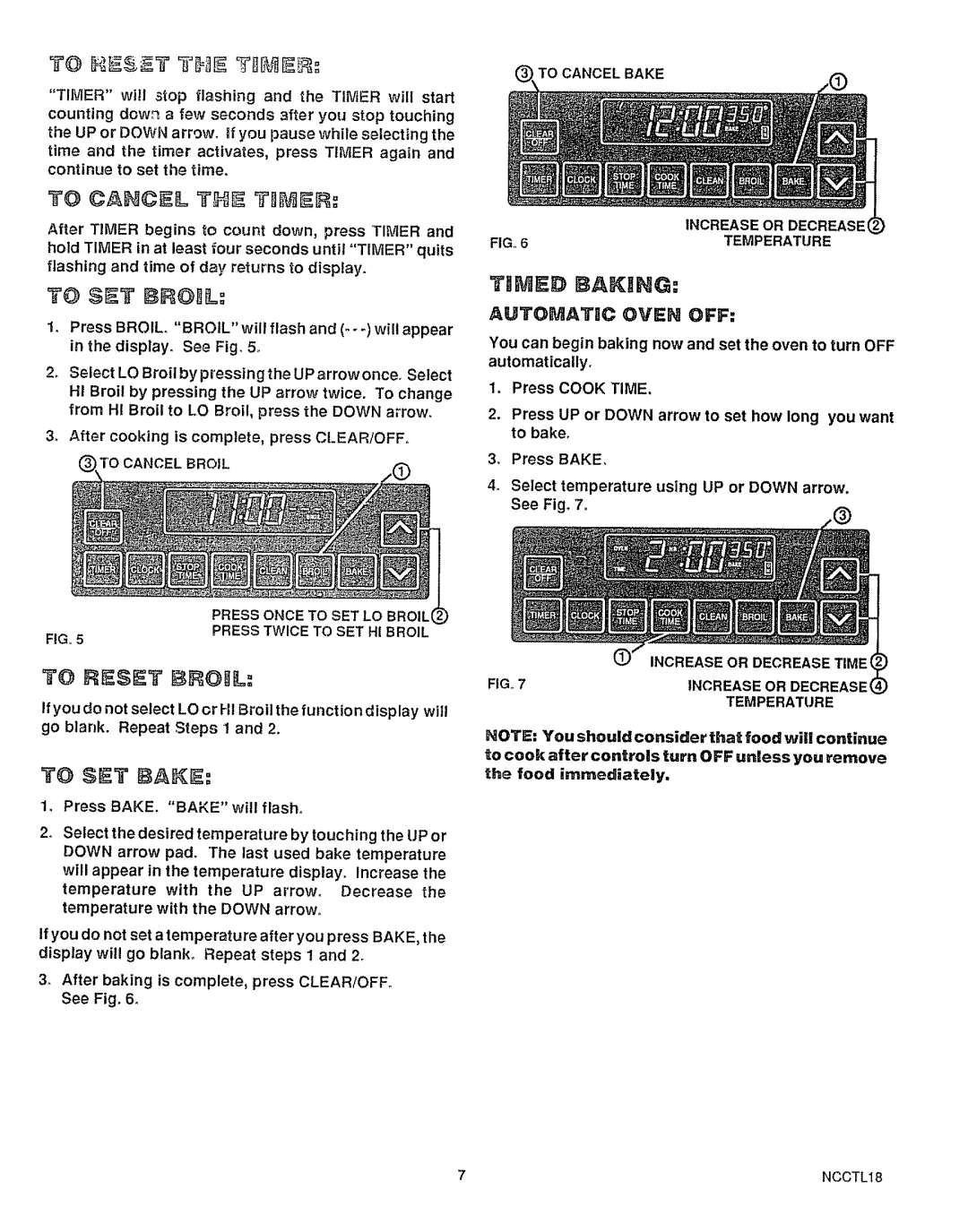 Sears 36729, 36725 warranty To =, Increase or Decrease FIG,6TEMPERATURE 