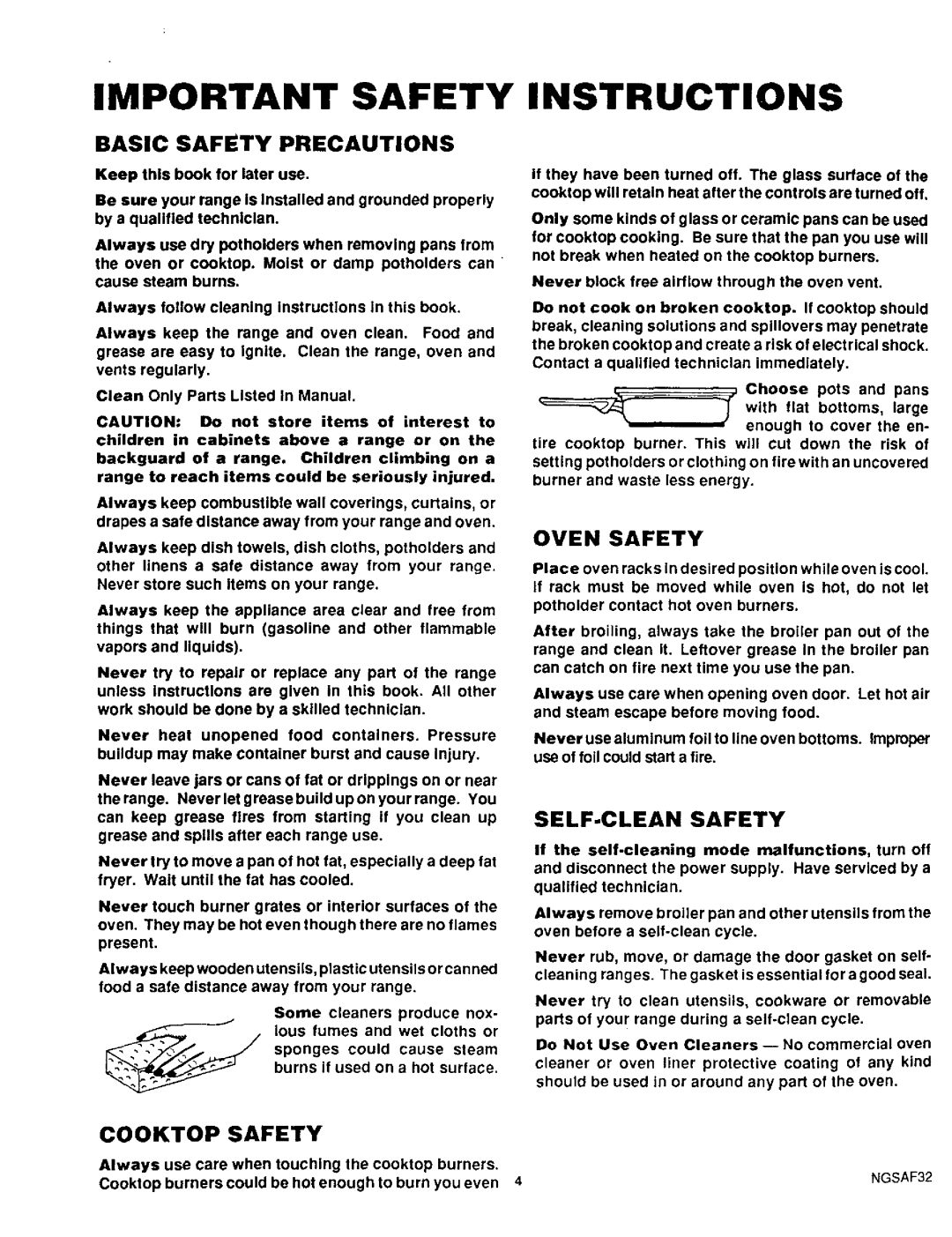 Sears 36745, 36749 warranty Basic Safety Precautions, Cooktop Safety, Oven Safety, SELF-CLEAN Safety 