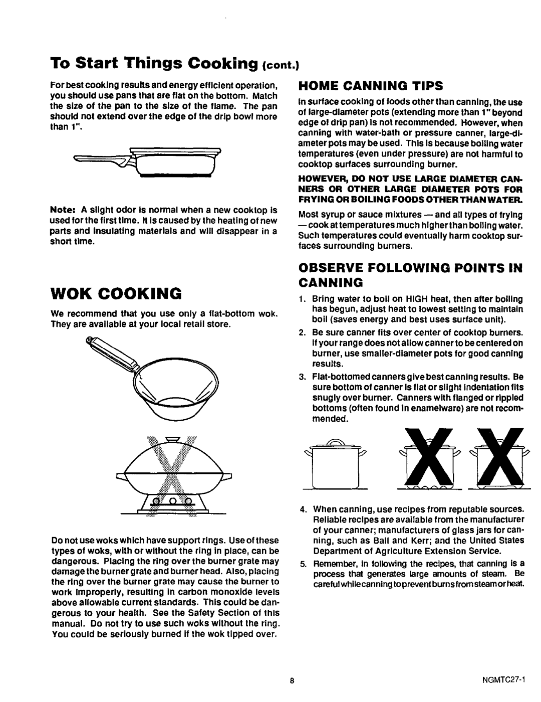 Sears 36745, 36749 warranty WOK Cooking, Home Canning Tips, Observe Following Points in Canning 