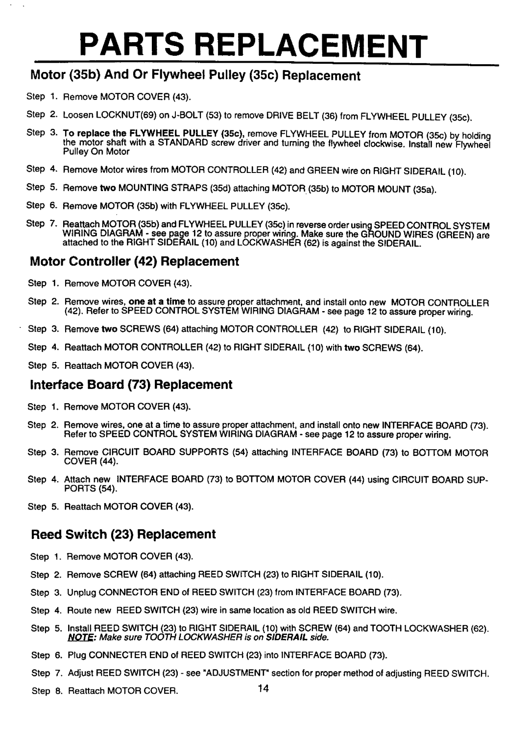 Sears 374.288450, 21-7119 service manual Parts Replacement, Motor 35b And Or Flywheel Pulley 35c Replacement 