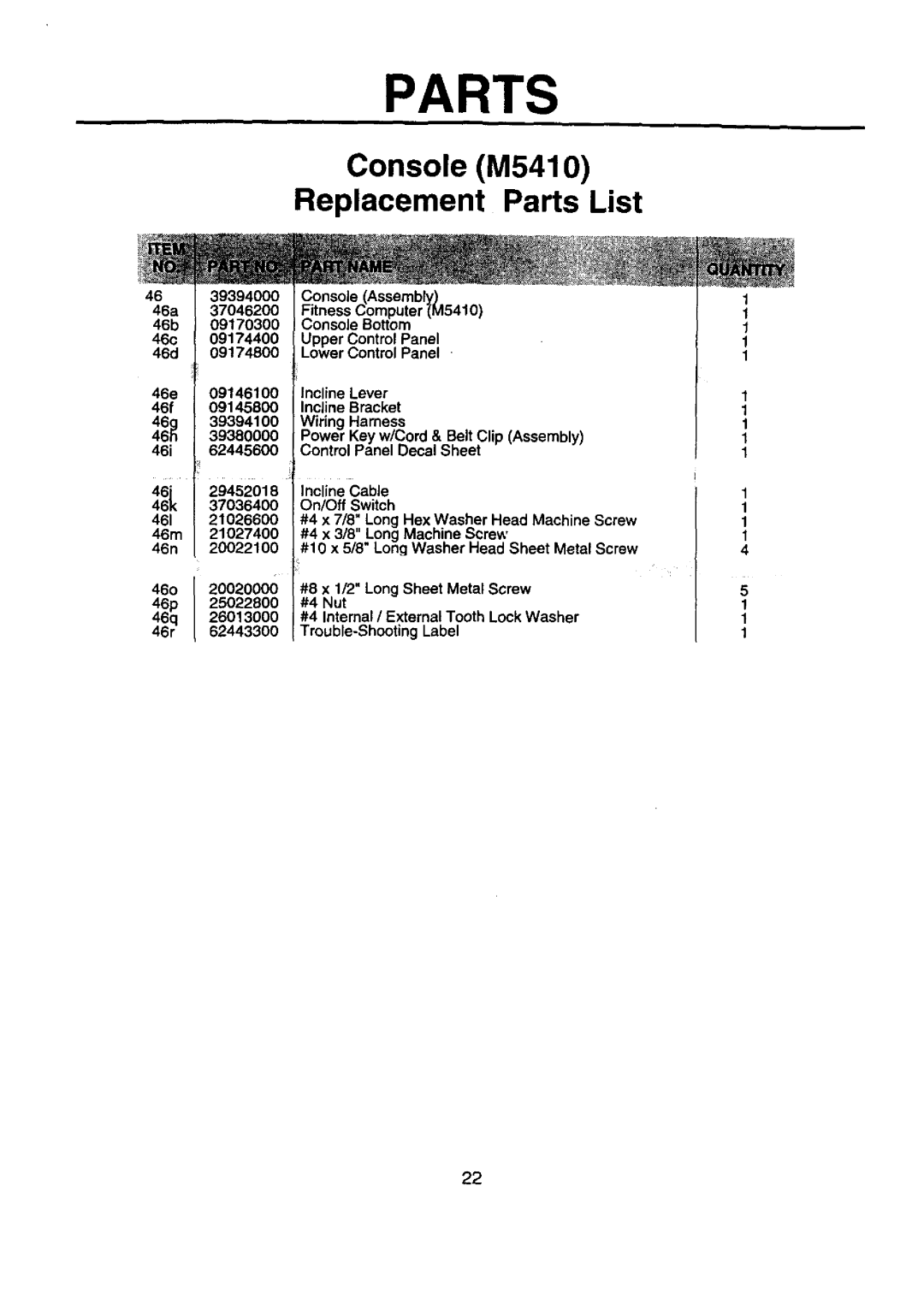 Sears 374.288450, 21-7119 service manual 46r, Incline Lever 