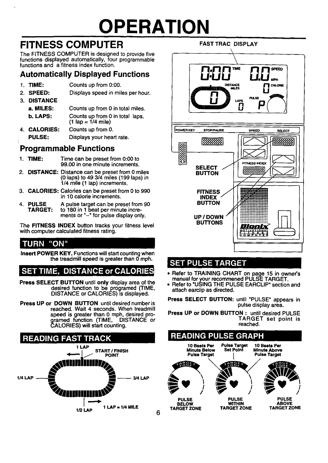 Sears 374.288450, 21-7119 Operation, Fitness Computer, Automatically Displayed Functions, Programmable Functions 