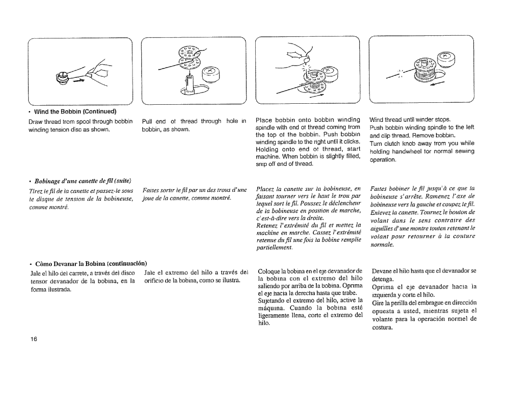 Sears 385. 11608 owner manual Bobinage dune eanette defil suite, Comme montrd 