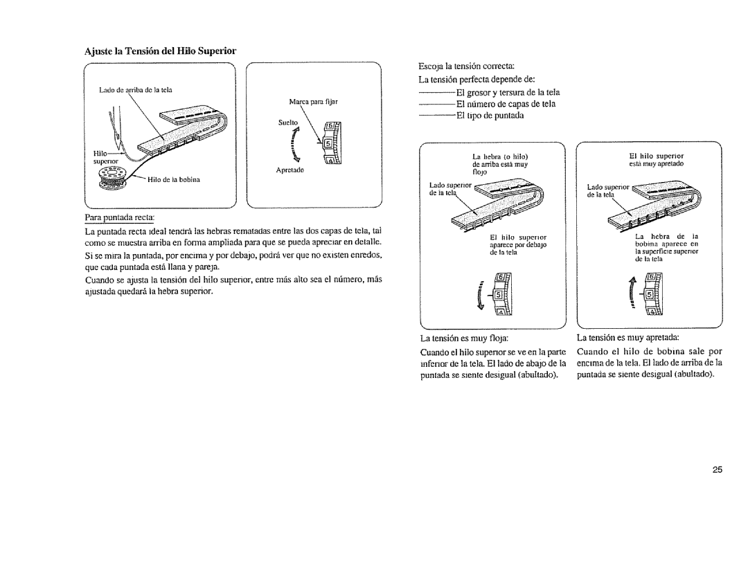 Sears 385. 11608 owner manual Ajuste la Tensi6n del Hilo Superior 