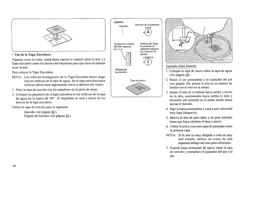 Sears 385. 11608 owner manual Uso de la Tapa Zurcidora, SeIeclor 