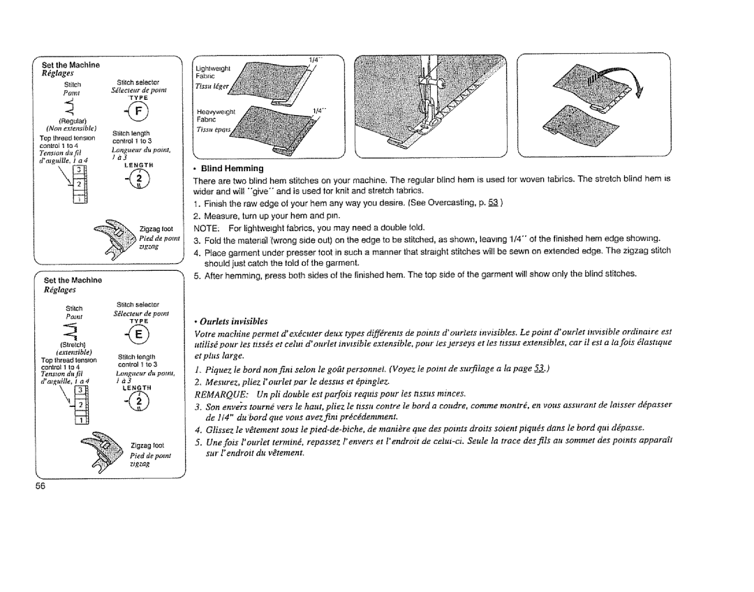 Sears 385. 11608 owner manual Et plus large, Top threadtension, Blind Hemming 