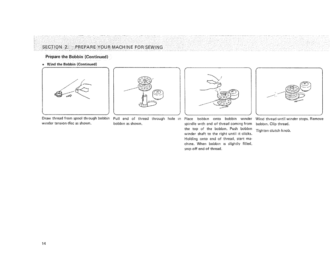 Sears 385. 1264180, 385. 1254180, 385. 1274180 owner manual = Wind the Bobbin, Through 