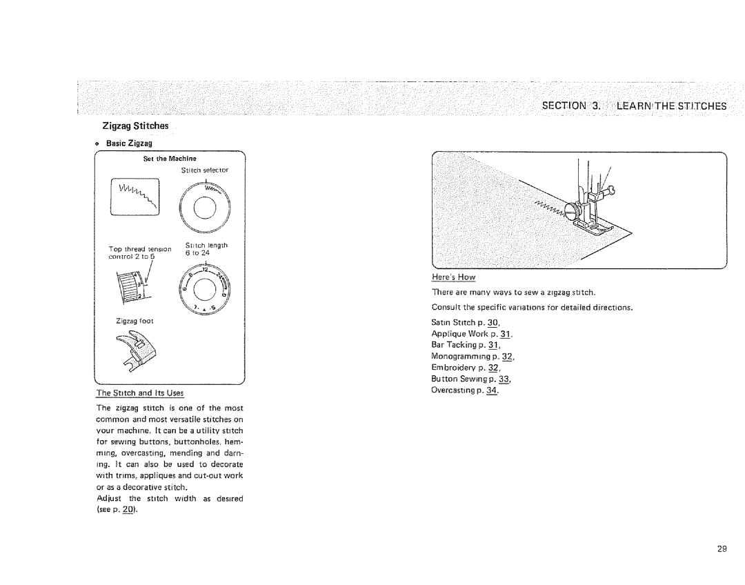 Sears 385. 1264180, 385. 1254180, 385. 1274180 owner manual Zigzag Stitches, Seep £01, Basic Zigzag 