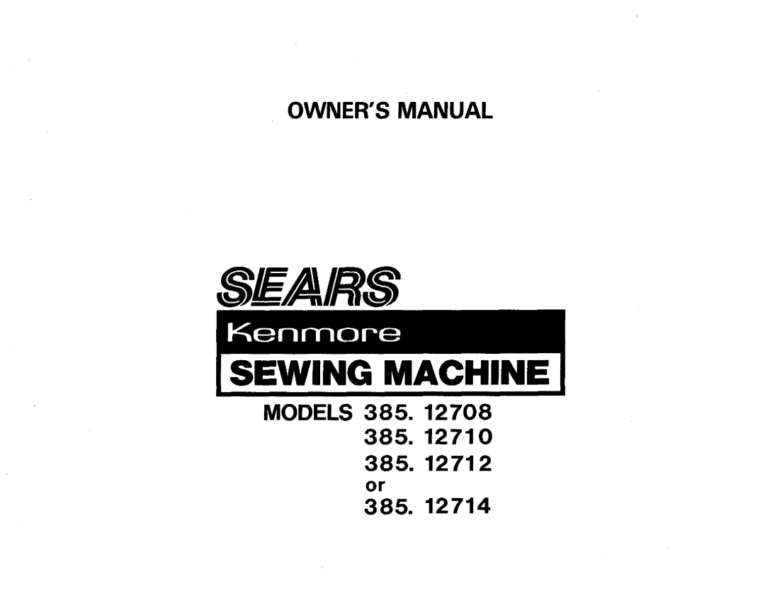 Sears 385. 12712, 385. 12714, 385. 12710, 385. 12708 owner manual Sfa/Rs 