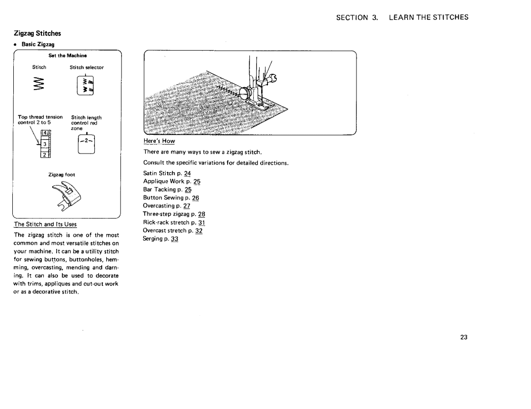 Sears 385. 12714, 385. 12712, 385. 12710, 385. 12708 owner manual Zigzag Stitches 