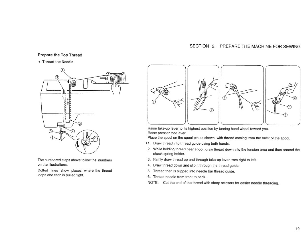 Sears 385. 17526 owner manual Preparethe Top Thread, Thread the Needle 