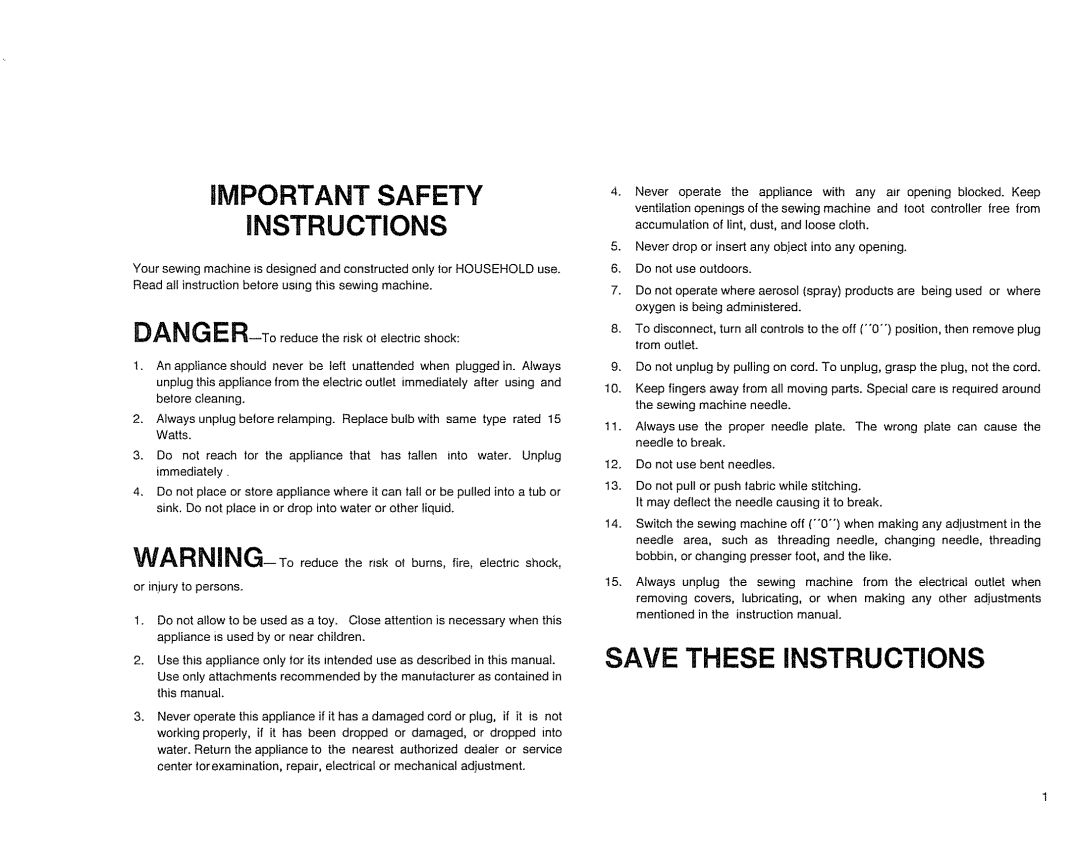 Sears 385. 17526 owner manual IMPORTANT Safety Instructions 