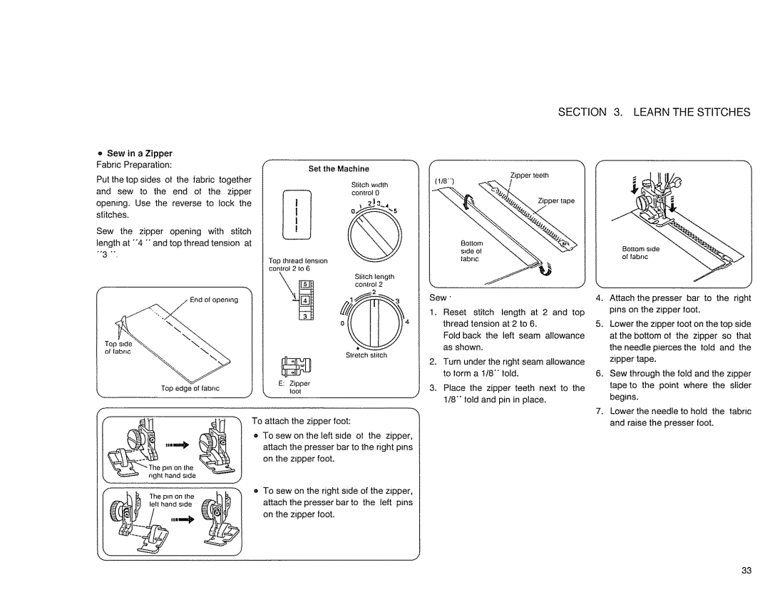 Sears 385. 17526 owner manual Set the Machine 