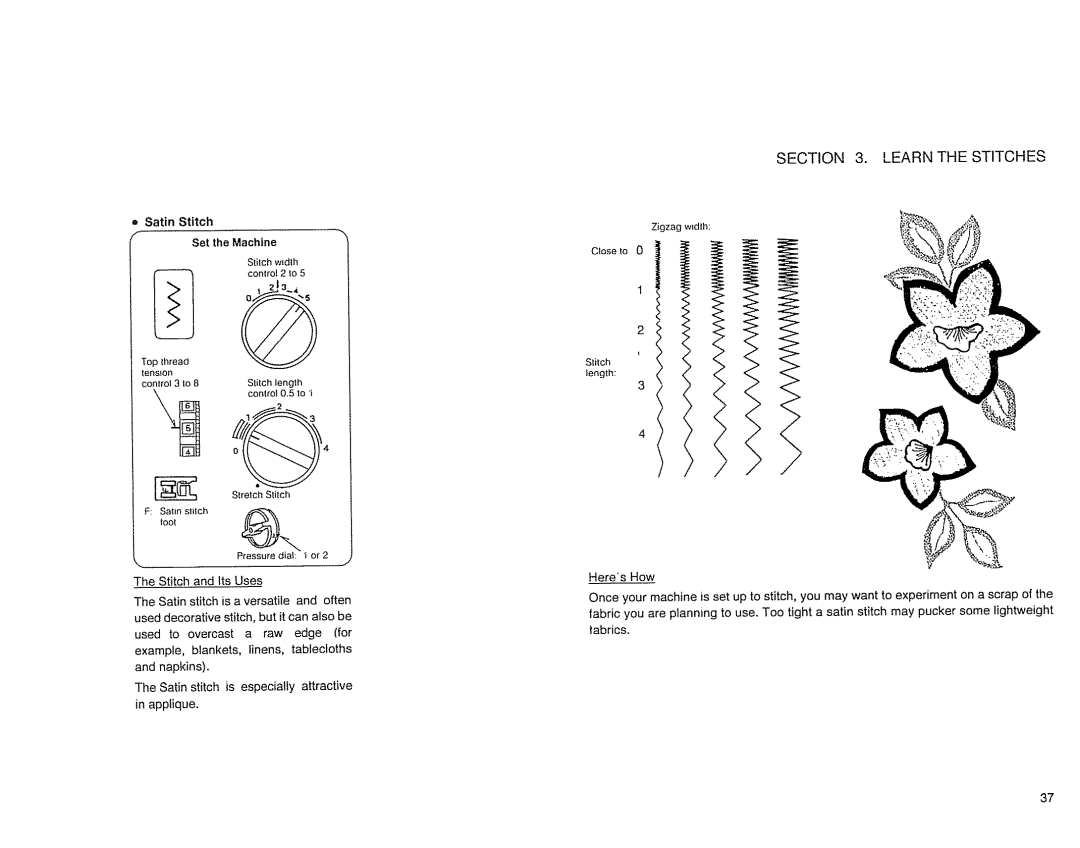 Sears 385. 17526 owner manual Stitch and Its Uses 