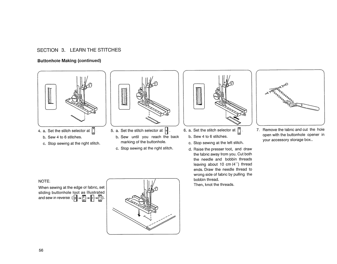 Sears 385. 17526 owner manual Buttonhole Making 