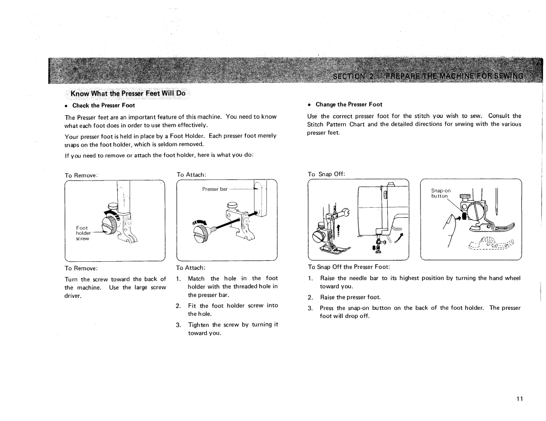 Sears 385. 17928 owner manual Check the PresserFoot 