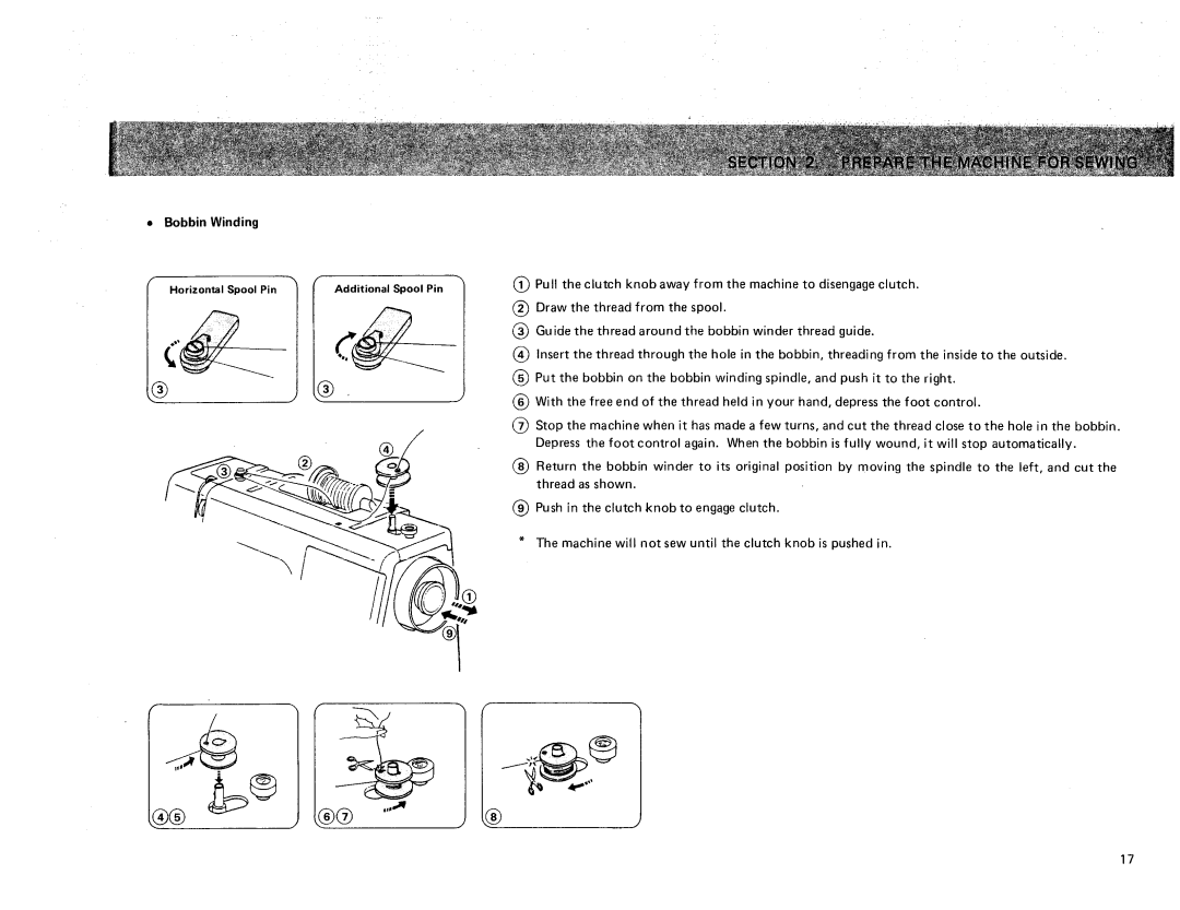 Sears 385. 17928 owner manual Bobbin Winding 