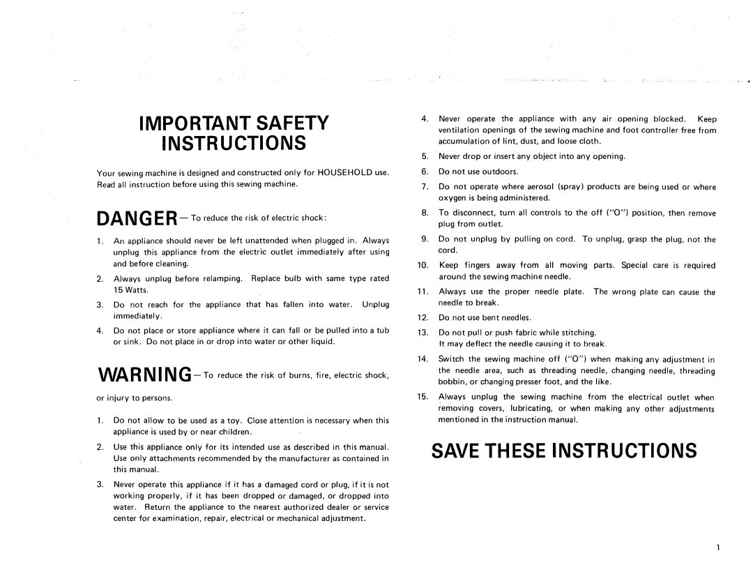 Sears 385. 17928 owner manual Important Safety Instructions 