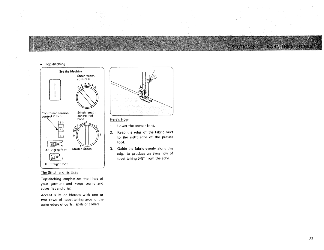 Sears 385. 17928 owner manual Topstitching 