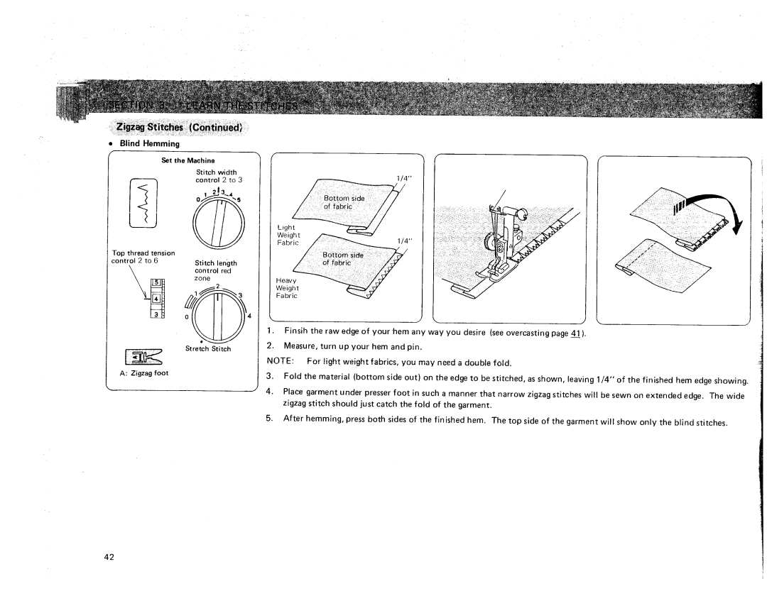 Sears 385. 17928 owner manual Blind Hemming Set the Machine, Control 2 to 6Stitch length control red, For 