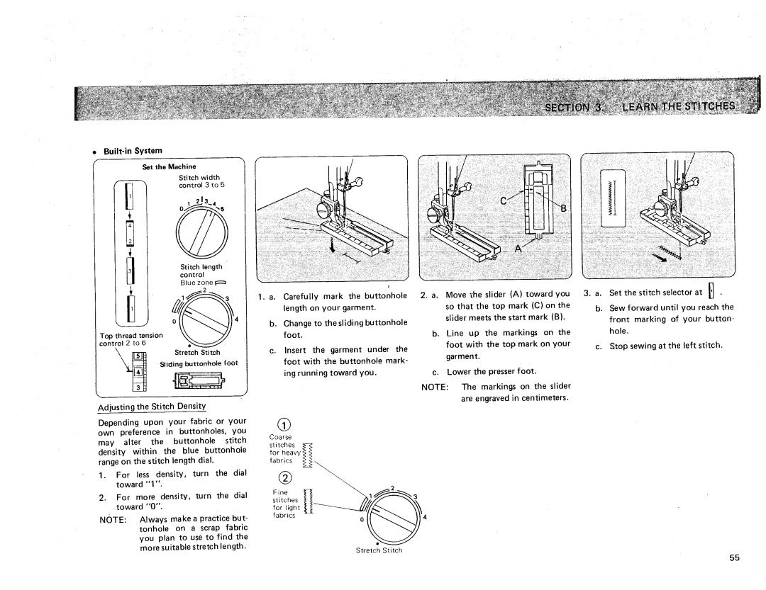 Sears 385. 17928 owner manual Built-in System, 213-4, Stitch, Slider 