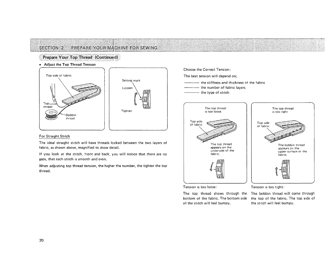 Sears 385. 1884180 owner manual Adjust the Top Thread Tension 