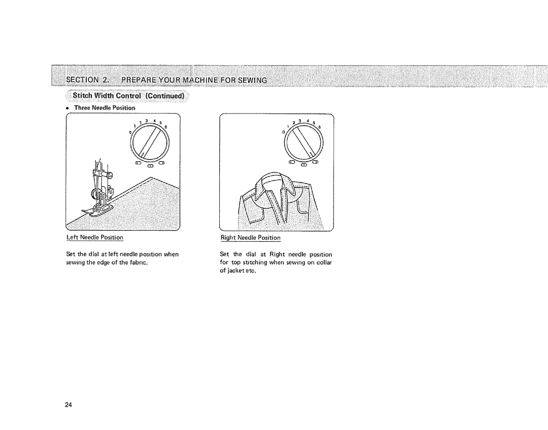 Sears 385. 1884180 owner manual Three Needle Position 