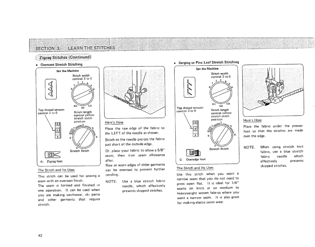 Sears 385. 1884180 Overcast Stretch Stitching, Sarging or Pine Leaf Stretch Stitchin, Sat the Machine, Zi£rzegfoot, Which 