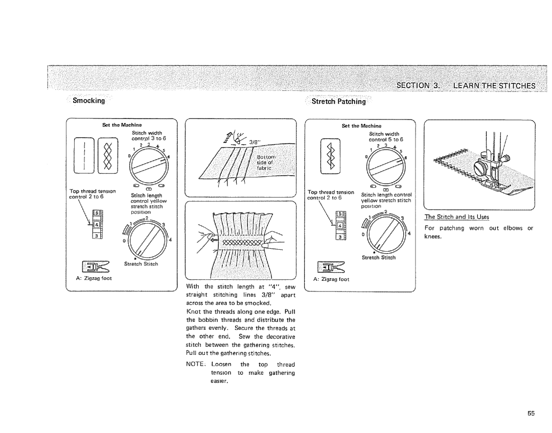 Sears 385. 1884180 owner manual Smocking, Control 3 to 6 2 