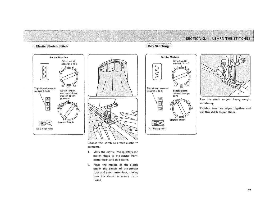 Sears 385. 1884180 owner manual Stlchwidth control 3 to, Zigzag toot 