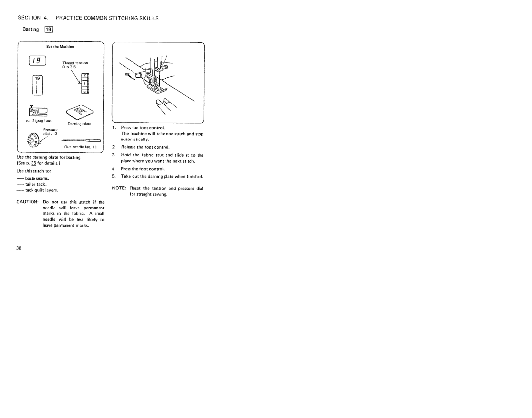 Sears 385. 19601 owner manual Practice Common Stitching Skills, Basting, +o Z5, Darning, Ste eas 