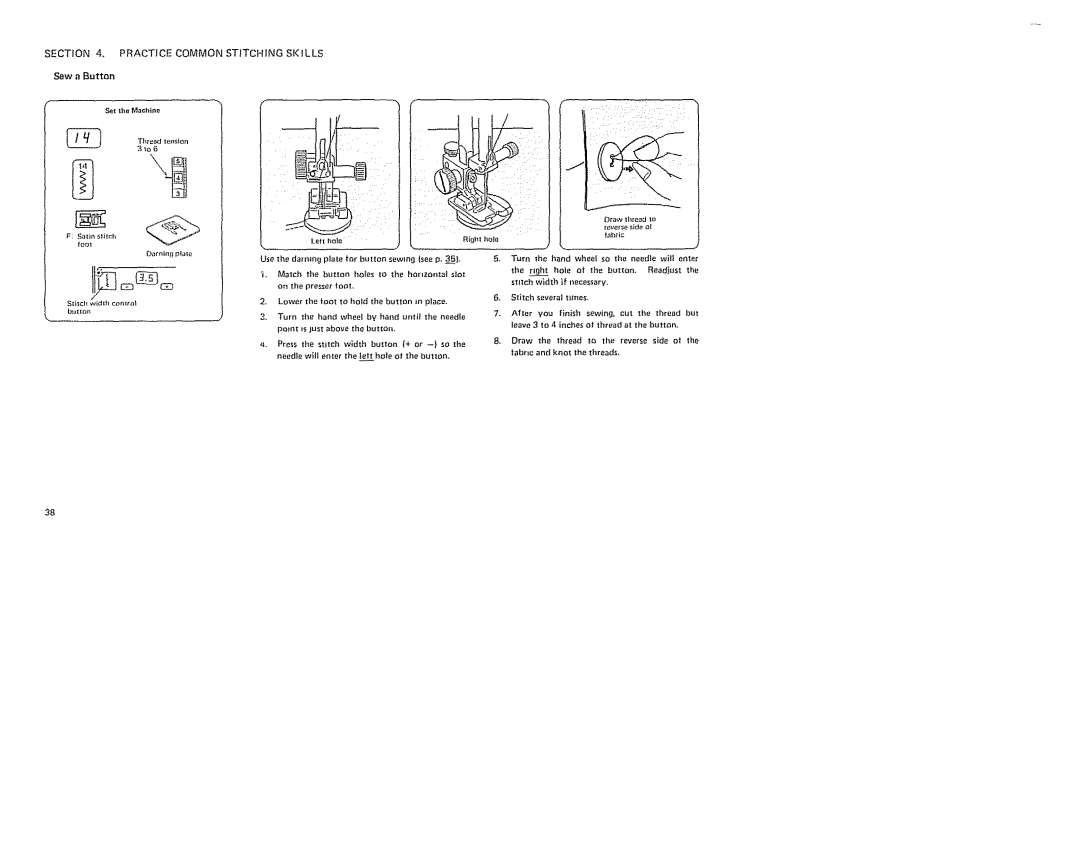 Sears 385. 19601 owner manual Practicecommonstitchingskills, SewaButton, Satil*sIcl, =tchwinJibcmro butan 